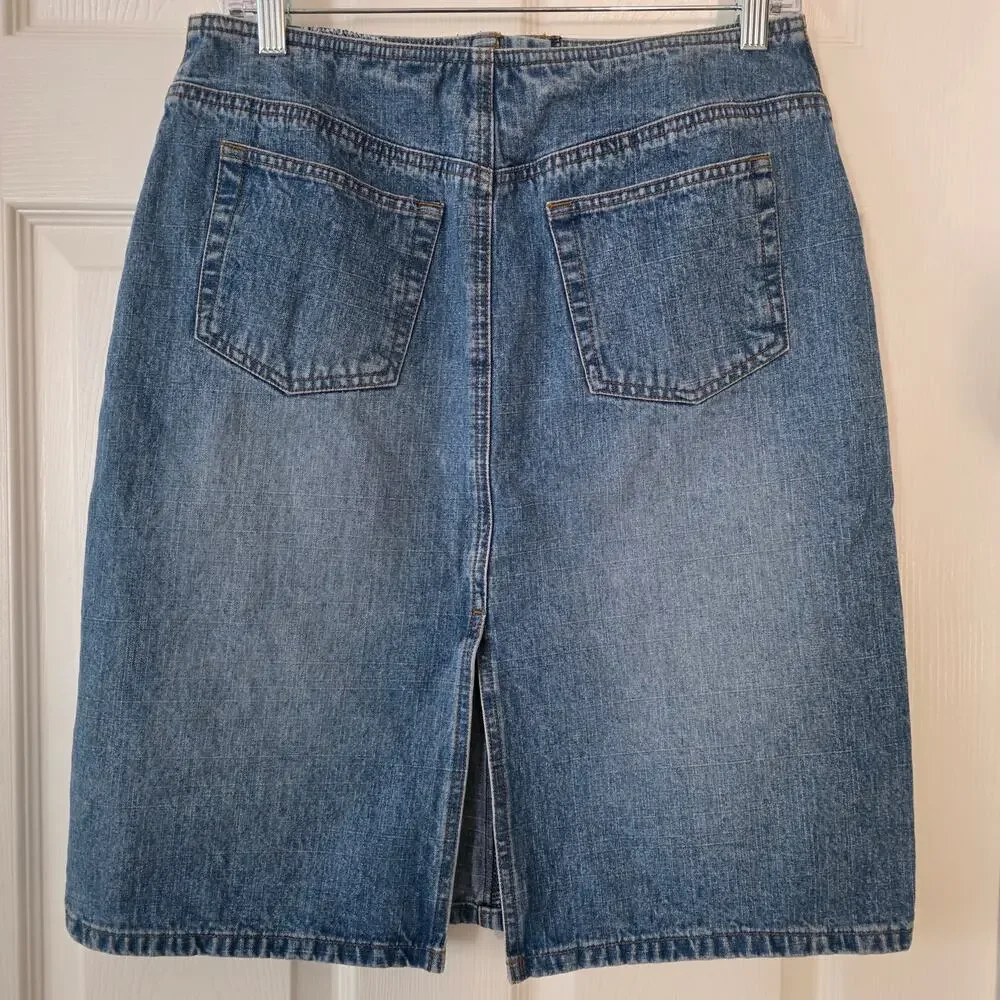 Ann Taylor Loft Flat Front Women's Jean Skirt size 8